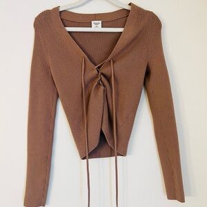Abercrombie & Fitch Tan Ribbed Knit Top